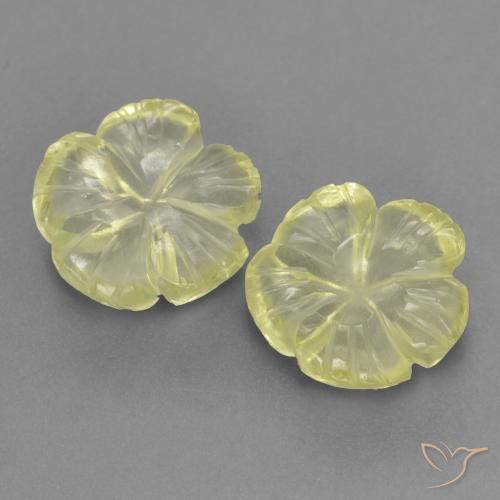 4.40ctw Natural Amarillo claro Cuarzo, Corte Flor, Transparente