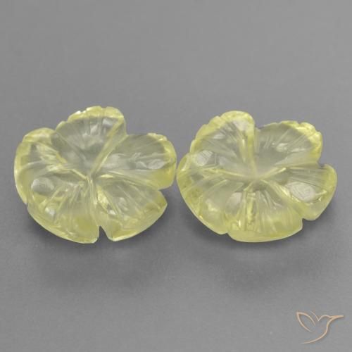 Gemas de Cuarzo Amarillo claro natural de 4.40 ct, Corte Flor, Transparente