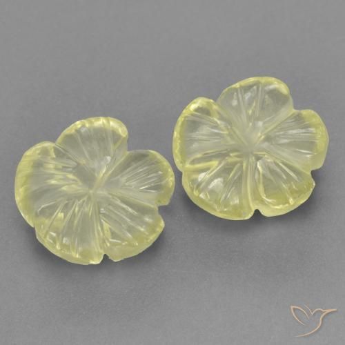 Gemas de Cuarzo Amarillo claro medio natural de 3.84 ct, Corte Flor, Transparente