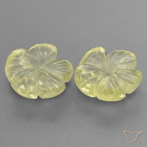 Gemas de Cuarzo Amarillo claro medio natural de 3.84 ct, Corte Flor, Transparente
