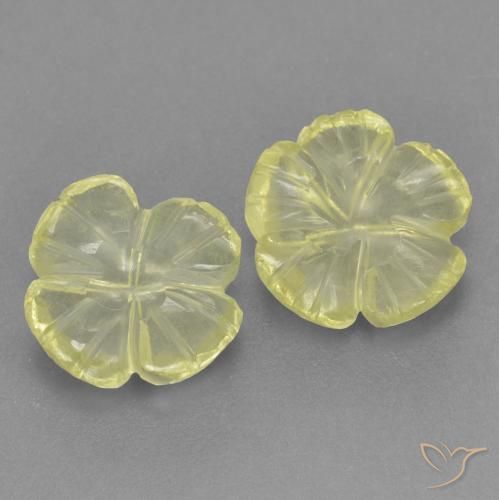 Gemas de Cuarzo Amarillo claro medio natural de 3.51 ct, Corte Flor, Transparente