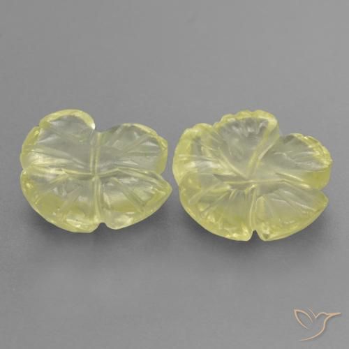 Gemas de Cuarzo Amarillo claro medio natural de 3.51 ct, Corte Flor, Transparente