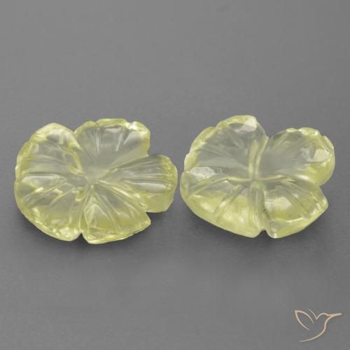 Gemas de Cuarzo Amarillo claro natural de 3.13 ct, Corte Flor, Transparente