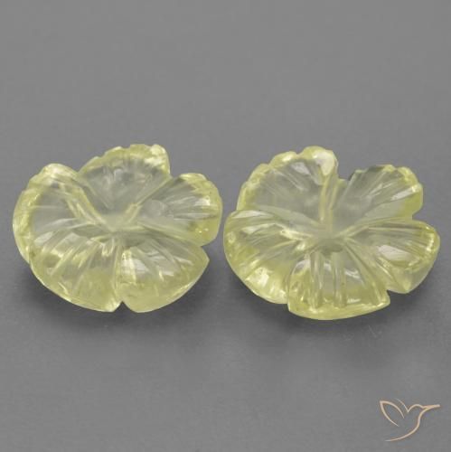 Gemas de Cuarzo Amarillo claro natural de 3.18 ct, Corte Flor, Transparente