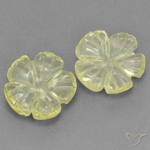 Gemas de Cuarzo Amarillo claro natural de 2.42 ct, Corte Flor, Transparente