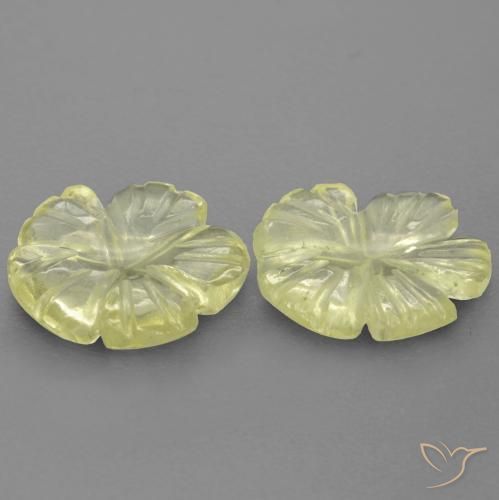 Gemas de Cuarzo Amarillo claro natural de 2.42 ct, Corte Flor, Transparente