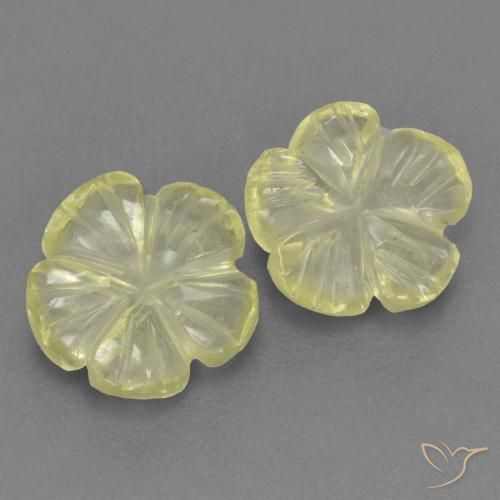 Gemas de Cuarzo Amarillo claro natural de 2.44 ct, Corte Flor, Transparente