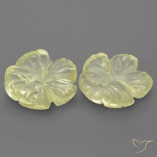 Gemas de Cuarzo Amarillo claro natural de 2.44 ct, Corte Flor, Transparente