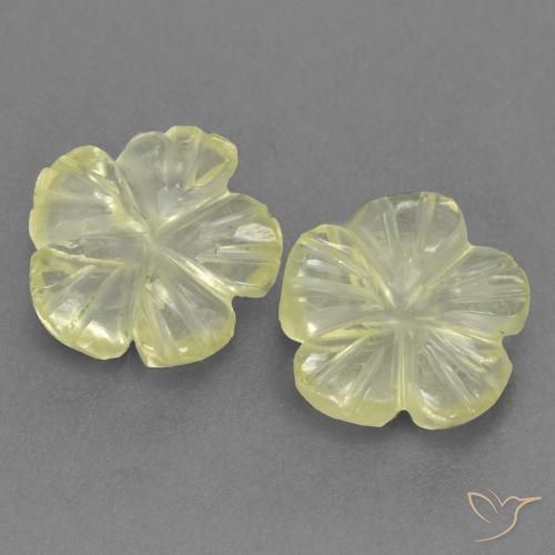1.69ctw Natural Amarillo claro Cuarzo, Corte Flor, Transparente