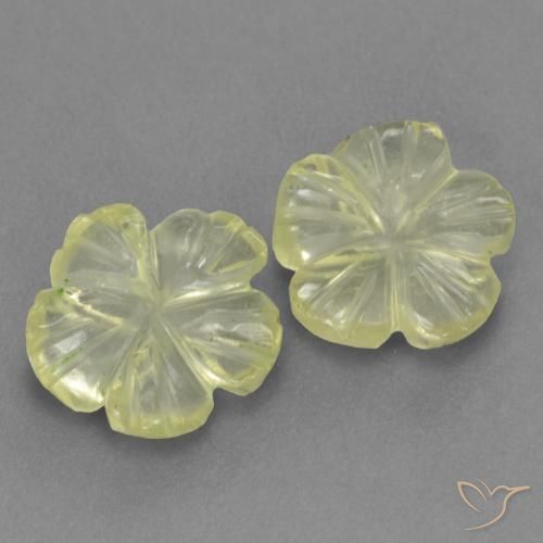 Gemas de Cuarzo Amarillo claro natural de 1.69 ct, Corte Flor, Transparente