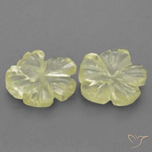 Gemas de Cuarzo Amarillo claro natural de 1.69 ct, Corte Flor, Transparente