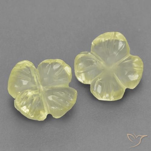 Gemas de Cuarzo Amarillo claro natural de 2.05 ct, Corte Flor, Transparente