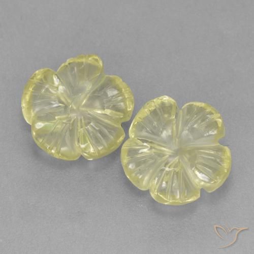 Gemas de Cuarzo Amarillo claro natural de 3.67 ct, Corte Flor, Transparente