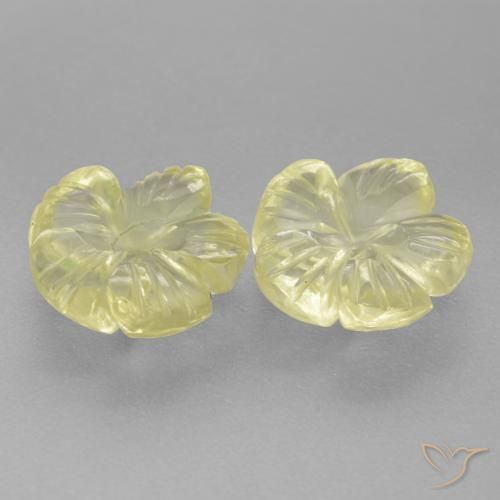 Gemas de Cuarzo Amarillo claro natural de 3.67 ct, Corte Flor, Transparente