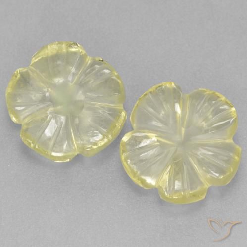 2.98ctw Natural Amarillo limón Cuarzo, Corte Flor, Transparente