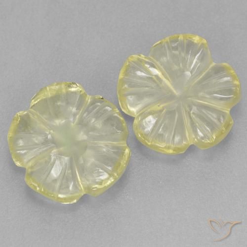 Gemas de Cuarzo Amarillo limón natural de 2.98 ct, Corte Flor, Transparente