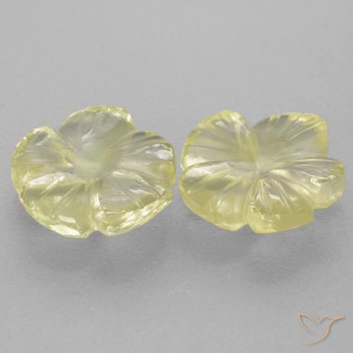 Gemas de Cuarzo Amarillo limón natural de 2.98 ct, Corte Flor, Transparente