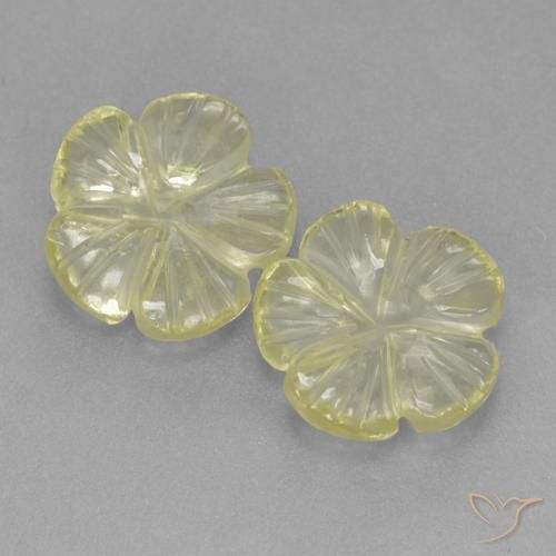 3.69ctw Natural Amarillo claro medio Cuarzo, Corte Flor, Transparente