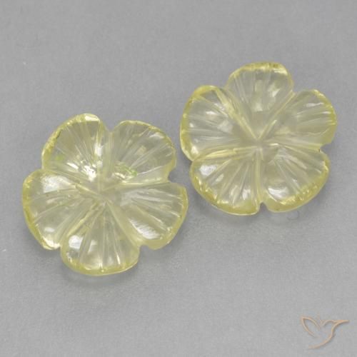 Gemas de Cuarzo Amarillo claro medio natural de 3.69 ct, Corte Flor, Transparente