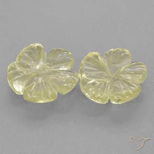 Gemas de Cuarzo Amarillo claro medio natural de 3.69 ct, Corte Flor, Transparente