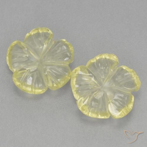 2.90ctw Natural Amarillo limón Cuarzo, Corte Flor, Transparente
