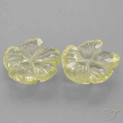 Gemas de Cuarzo Amarillo limón natural de 2.90 ct, Corte Flor, Transparente