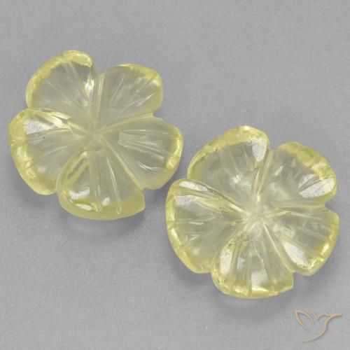 5.33ctw Natural Amarillo limón Cuarzo, Corte Flor, Transparente