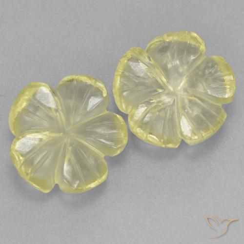 Gemas de Cuarzo Amarillo limón natural de 5.33 ct, Corte Flor, Transparente