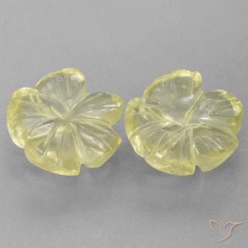 Gemas de Cuarzo Amarillo limón natural de 5.33 ct, Corte Flor, Transparente