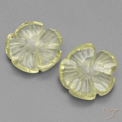 Gemas de Cuarzo Amarillo claro natural de 5.63 ct, Corte Flor, Transparente