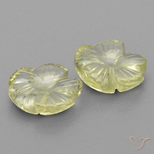 Gemas de Cuarzo Amarillo claro natural de 5.63 ct, Corte Flor, Transparente