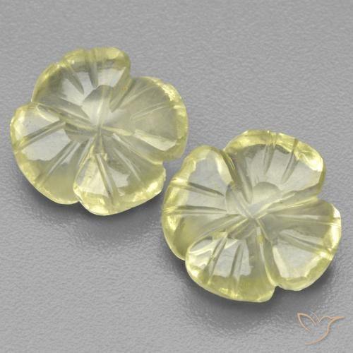 Gemas de Cuarzo Amarillo limón natural de 5.03 ct, Corte Flor, Transparente