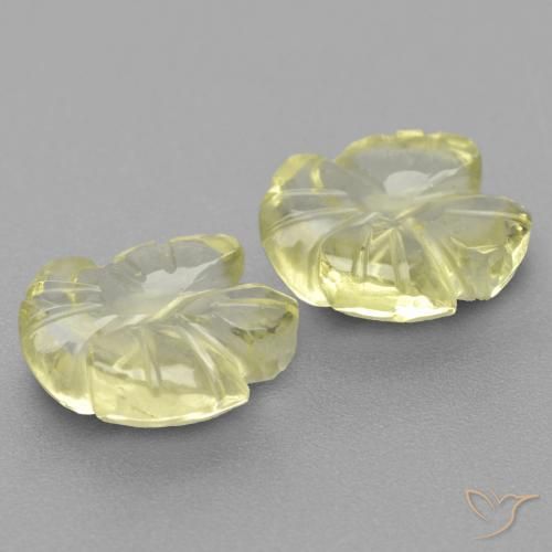 Gemas de Cuarzo Amarillo limón natural de 5.03 ct, Corte Flor, Transparente