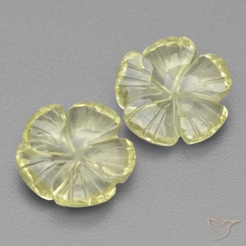 3.92ctw Natural Amarillo limón Cuarzo, Corte Flor, Transparente
