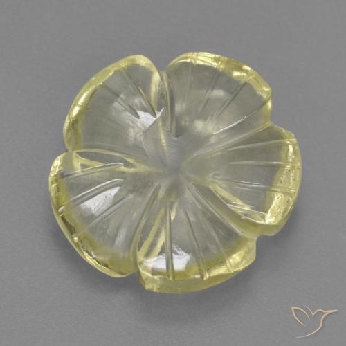 Cuarzo Amarillo claro medio natural de 4.49 ct, Corte Flor, Transparente