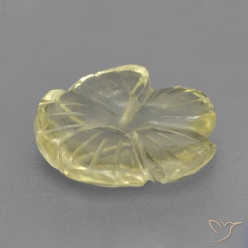 Cuarzo Amarillo claro medio natural de 4.49 ct, Corte Flor, Transparente