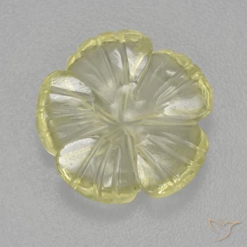 Cuarzo Amarillo limón natural de 4.25 ct, Corte Flor, Transparente