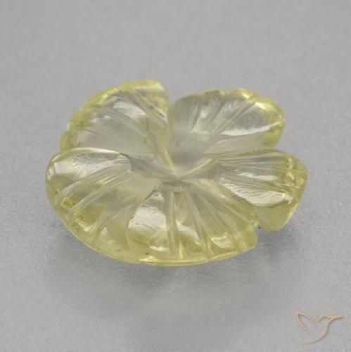 Cuarzo Amarillo limón natural de 4.25 ct, Corte Flor, Transparente