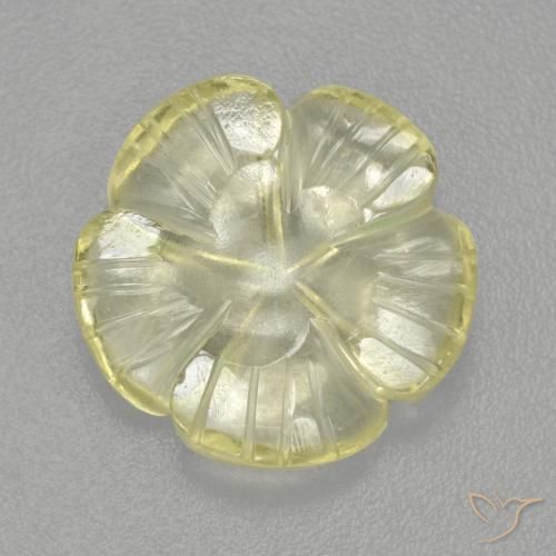 Cuarzo Amarillo claro medio natural de 4.48 ct, Corte Flor, Transparente