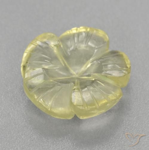 Cuarzo Amarillo claro medio natural de 4.48 ct, Corte Flor, Transparente
