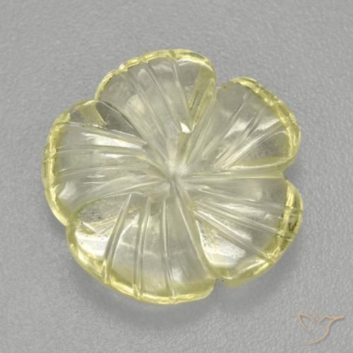 Cuarzo Amarillo limón natural de 4.61 ct, Corte Flor, Transparente