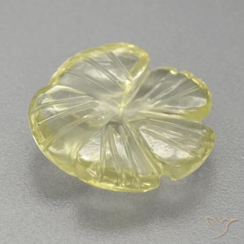 Cuarzo Amarillo limón natural de 4.61 ct, Corte Flor, Transparente
