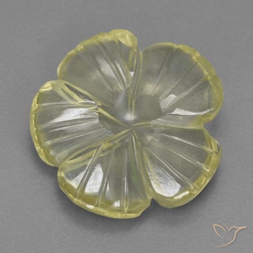 4.58ct Natural Amarillo pálido Cuarzo, Corte Flor, Transparente