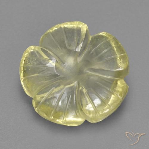 Cuarzo Amarillo limón natural de 4.69 ct, Corte Flor, Transparente