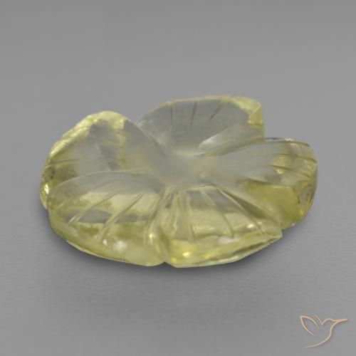 Cuarzo Amarillo limón natural de 4.69 ct, Corte Flor, Transparente