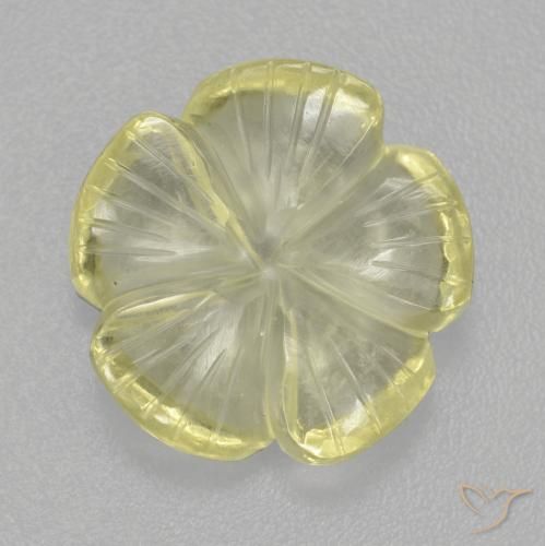 Cuarzo Amarillo claro natural de 5.36 ct, Corte Flor, Transparente