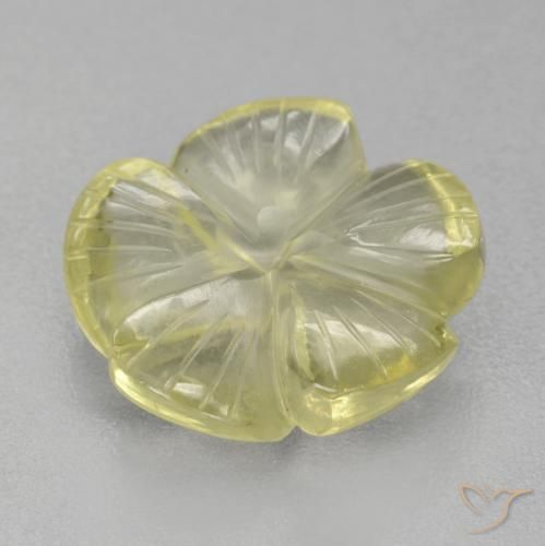 Cuarzo Amarillo claro natural de 5.36 ct, Corte Flor, Transparente