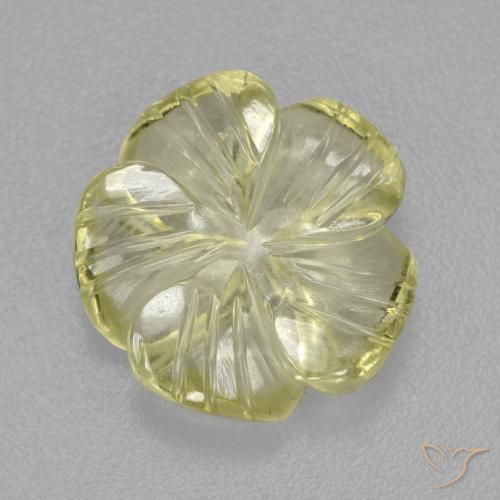 Cuarzo Amarillo claro medio natural de 4.84 ct, Corte Flor, Transparente