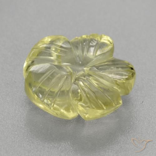 Cuarzo Amarillo claro medio natural de 4.84 ct, Corte Flor, Transparente