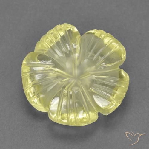 Cuarzo Amarillo medio natural de 4.58 ct, Corte Flor, Transparente